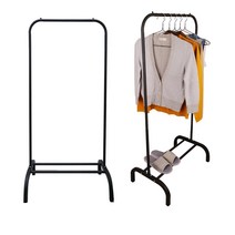 심플 옷걸이 고정식 스탠드 행거, 블랙