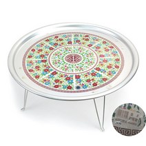 옛날 시골밥상 철 쟁반 가정용 고기불판 레트로 양은 밥상 알루미늄 왕왕대 접이식 좌식 8인용 기정배산골 송이각시 생아식단 삼시세끼, 5호 별왕대5호 양은상(66.5)