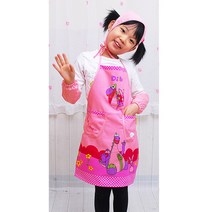 홈아트 아동용 디보 목걸이 앞치마 + 두건, 핑크