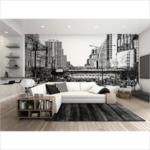 홈앤데코 시티스캡도시풍경디자인포인트벽지 3폭짜리 1세트 32J403201, 혼합 색상