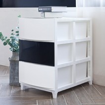 엔플라스틱 체스 서랍장 3단 일반형, 믹스 (화이트 + 블랙 + 화이트), 1개