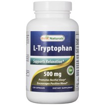베스트네츄럴스 L-트립토판 500mg 캡슐 글루텐 프리 무설탕, 120개입, 1개