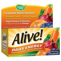 네이쳐스웨이 얼라이브! 데일리 에너지 멀티-비타민 멀티-미네랄 타블렛, 50개입, 1개