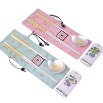 고집몰 황궁 송학 금은 부부 수저세트 B, 1세트, 수저 2벌 + 저분 2벌 + 수저집 2p + 포트메리온수저받침 2p 랜덤 발송 + 비단띠케이스 랜덤 발송 + 한지포장 랜덤 발송 + 쇼핑백