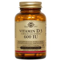 솔가 내추럴 비타민 D3 콜레칼시페놀 600 IU 베지터블 캡슐 글루텐 프리, 120개입, 1개