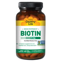 Country Life 비오틴 5mg 베지테리안 캡슐, 60개입, 1개, 60정