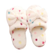 마켓감성 극세사 리본 겨울 실내화, 베이지