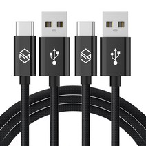 신지모루 메탈릭 USB C타입 고속충전 케이블 1m, 블랙, 2개입