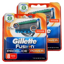 질레트 퓨전 프로글라이드 파워 면도날, 2개, 8개입