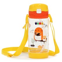 비바 아기 트라이탄 빨대컵 + 어깨끈, 노랑, 380ml