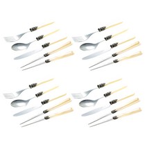 EME 나폴레옹 디너 4종 4인조 포크나이프세트, 아이보리, 16개, 포크(대) 4p + 스푼(대) 4p + 나이프(대) 4p + 젓가락4p