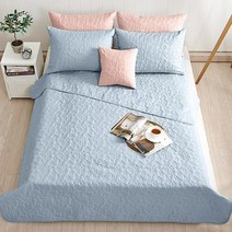 더자리 에코 항균 마이크로 누빔 이불 앤 스프래드, 밀키블루
