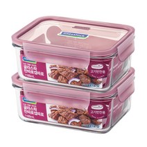 글라스락 찬따로 캡따로 직사각 밀폐용기 세트 고기반찬용, 1세트, 1100 ml 2p