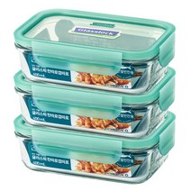 글라스락 찬따로 캡따로 직사각 밀폐용기 해산물반찬용 400ml, 3개입, 본품 3p