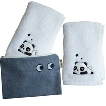 세맘스 어린이집 수건 2p + 파우치, 아기팬더, 1세트