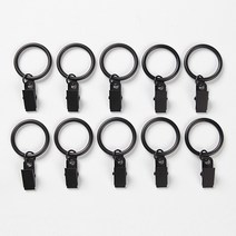 FREESPACE 커튼 집게링 일자형, 블랙, 10개입