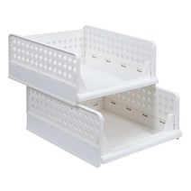 올리빙 크로스 접이식 슬라이딩 리빙박스 중형, 화이트, 2개입