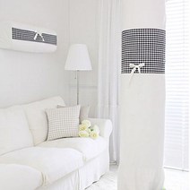 [골드얀] 네추럴체크 에어컨커버, 블랙