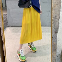 패션풀 여성용 플리츠 슬릿 밴딩 스커트 BSK24385