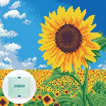 디클레어 액자 캔버스형 보석십자수 DIY 키트 30 x 30 cm, 1세트, 해바라기 한송이