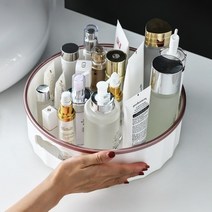 솔브리빙 다용도 화장대 냉장고 정리 회전트레이 소형, 로즈골드 + 화이트, 1개