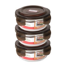 아이에코리아 수퍼 오븐글라스 원형 내열유리 밀폐용기 620ml, 3개입, 용기 3p