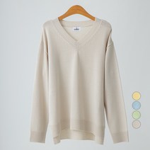 캐럿 여성용 브이넥 루즈핏 니트