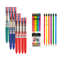 문화연필 3색 볼펜 12p + 투코비 코마 삼각 지우개 연필 TC-208 B 12p 세트, 초록+파랑+빨강(볼펜), 1세트