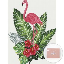 아트조이 DIY 보석십자수 캔버스형 30 x 40 cm, 트로피칼 플라밍고, 1세트