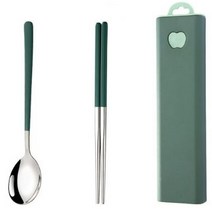 마이민 깔끔한 스텐수저세트, 그린, 수저 + 젓가락