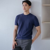 마에스트로 남성용 타임리스 린넨 혼방 소프트 워셔블 라운드 반팔 티셔츠 MASW1B905