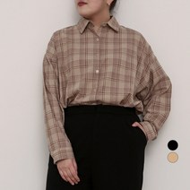 102102 여성용 빅사이즈 잔잔체크 오버핏셔츠