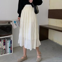 페이퍼먼츠 플리츠 쉬폰 A라인 미디 스커트 01393
