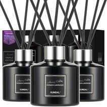 쿤달 퍼퓸 디퓨저 아로마에디션 200ml 3개 + 섬유스틱 15개 세트, 프렌치라벤더향, 1세트