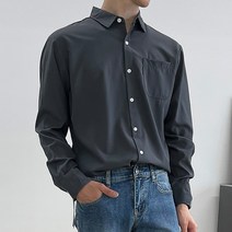 디엘크리 남성용 루즈핏 빅사이즈 구김방지 사계절 긴팔 셔츠