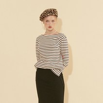 살롱드욘 여성용 스트라이프 커프스 기본핏 긴팔 티셔츠