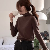 AFINAR 터틀넥 겉기모 골지 티셔츠