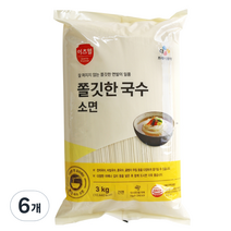 이츠웰 쫄깃한 국수 소면, 3kg, 6개