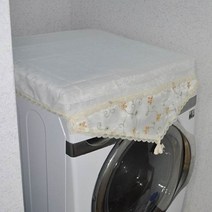 지비유 드럼세탁기커버_18kg, 화이트 핑크자수