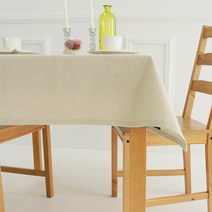 바이지미 오트밀 린넨 테이블보, 베이지, 6인 (110 x 200cm)