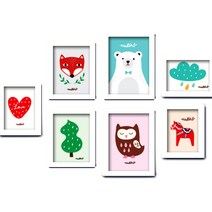 퍼니즈 북유럽 뉴액자 03 화이트 7종 + 양면폼 세트, 1세트