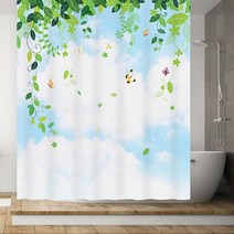 창문그리기 샤워커튼 네추럴스카이 150cm x 220cm, 1개
