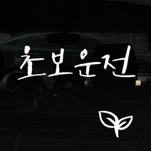 1AM 캘리그라피 자동차 스티커 + 주유구 스티커, 초보운전, 새싹 흰색, 1개
