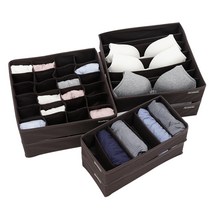 하우스레시피 부직포 속옷 정리함 3종세트 x 2p, 브라운, 1세트