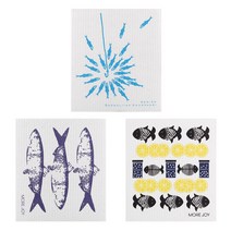 쿠 핀란드 행주 3p 세트 싱티 생선 + 청어 + 레몬피쉬, 혼합 색상
