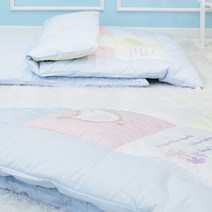 이지베이비 유아용 앨리스 사계절 목화솜 이불 + 패드 + 베개, 블루