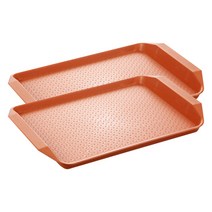 블럭마트 주방 사각 손잡이 논슬립 쟁반 2p, 오렌지