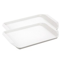 블럭마트 주방 사각 손잡이 논슬립 쟁반 2p, 화이트