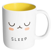 핸드팩토리 얼굴표정 잠든 머그컵, 내부 옐로우, 1개