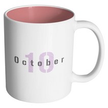 핸드팩토리 원먼스 10월 머그컵, 내부 파스텔 핑크, 1개